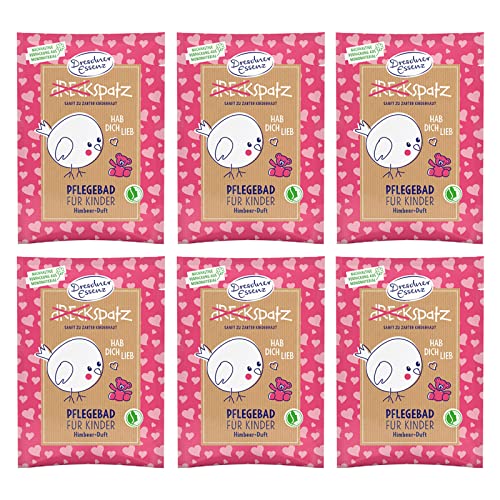 Dresdner Essenz 6-pack Dresdner essentie vuilspatz verzorgingsbad Hab dich lieb Framboos-geur 6 x 50 g badtoevoeging veganistisch