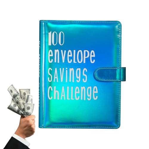 Suphyee Besparingsuitdagingen Boek met enveloppen   Geldenveloppen Bindmiddel voor budgettering en planning 100 Envelop Challenge Binder, Budget Binder met Cash Enveloppen