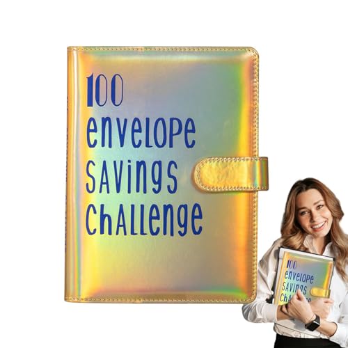 Suphyee Geldbesparend uitdagingsboek,Gemakkelijke en leuke manier om te besparen met geldenveloppen   100 Envelop Challenge Binder, Budget Binder met Cash Enveloppen