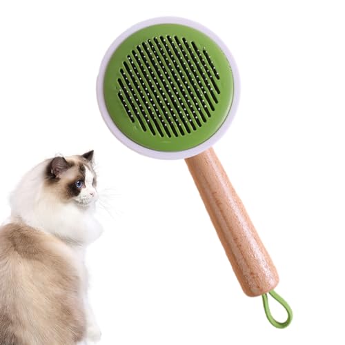 Zceplem Kattenhaarborstel,Huisdierenkam met ontgrendelingsknop Zelfreinigende huisdierenkam met ergonomisch handvat, huisdierenhaarborstel voor binnen-buitenkatten, honden, multifunctionele