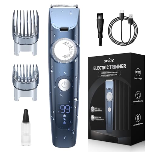 Sejoy Tondeuse voor mannen, tondeuse voor mannen, draadloze tondeuse, baardtrimmer, kapper, zero gaped tondeuse met led-display voor mannen, vrouwen, kindertondeuse voor het knippen van haar, blauw