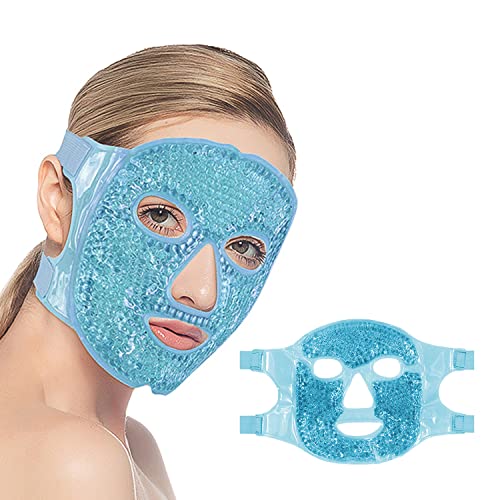 CAM2 Koelmasker, oogmasker, verkoelend, gel gezichtsmasker, herbruikbaar gelparel-oogmasker voor gezwollen ogen, zakken en zakken (blauw)