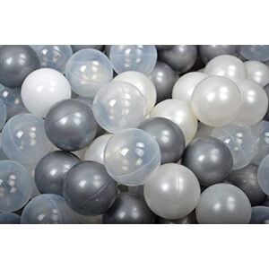 MEOWBABY 200 ∅ 7Cm Kinderen Ballen Spelen Ballen Voor Ballenbak Baby Plastic Ballen Gemaakt In EU Zilver/Transparant/Witte Parel