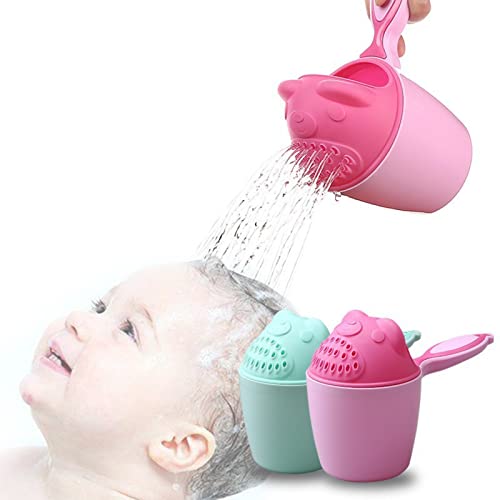 Anoudon 2 stuks leuke beer baby badkamer douche shampoo spoelbak cup haar waslepel met handvat baby beer shampoo beker, shampoo beker, douche baby shampoo pan