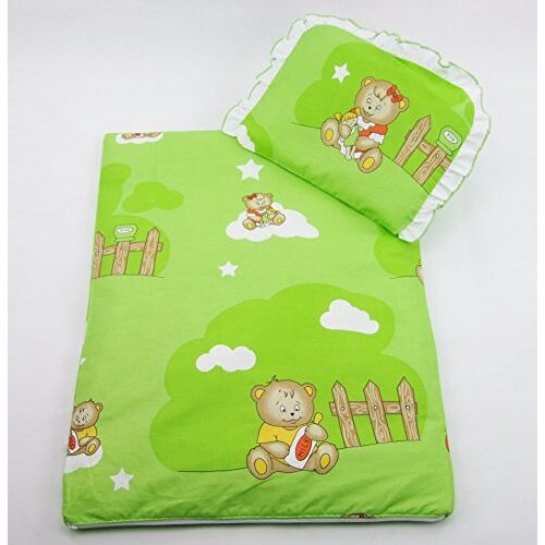 Rawstyle 4-delige Babybeddengoedset (beer met omheining groen) garnituur kinderbeddengoed beddengoed **deken + kussen + vulling**