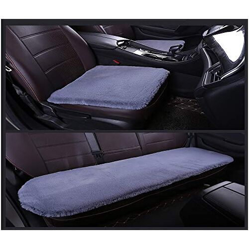 LifeUp Universele Autostoel Kussen Pluche Hot office kussen Backless Auto Zitkussen Zitkussen warm Faux Konijn huid voor het beschermen van autostoelen en houden warm zacht in de winter (grijs 3 stuk set)