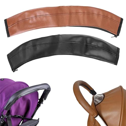 WnlahuWA 2 Stuks Handvat Mouw Kinderwagen, Stofdicht PU Leer Universele Handvat, Wandelwagen Handvat PU Lederen, Kinderwagen Armsteun Hoes, Voor Meest Kinderwagens