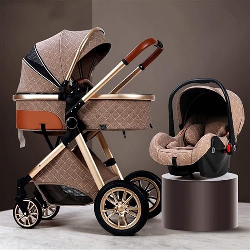 OHaGin Kinderwagen Pasgeboren kinderwagen Baby Kinderwagens 2 in 1 kinderwagen Kinderwagen Buggy Opvouwbare luxe kinderwagen Kinderwagen met hoog zicht Kinderwagen met mamatas en regenhoes Klamboe ((C)