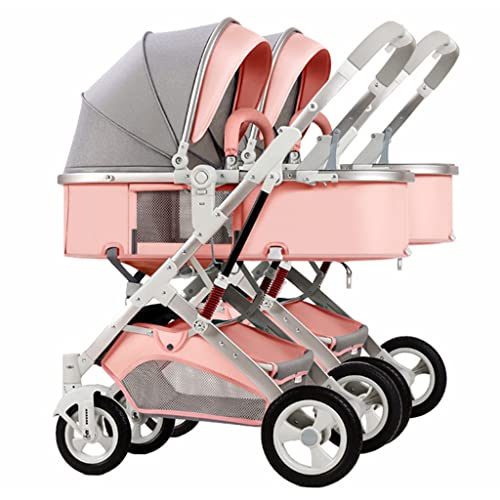 ORJDWJ Kinderwagen dubbele kinderwagen voor baby's en peuters, Twins kinderwagen voor pasgeborenen kan zitten liggen afneembare kinderwagen kinderwagen trolley draagbare kinderwagens