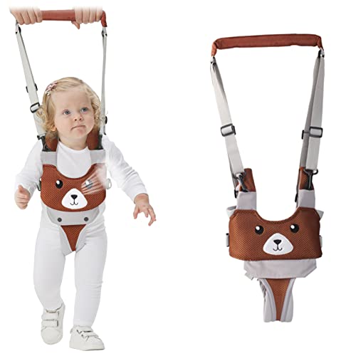 IULONEE Baby Wandelen Harnas Handvat Verstelbare Peuter Wandelen Assistent Kind Hand Held Opstaan en Wandelen Leren Helper Baby Wandelen Riem Teugels Kids Veiligheid Harnas 7-24 Maand (Mesh Bruin)