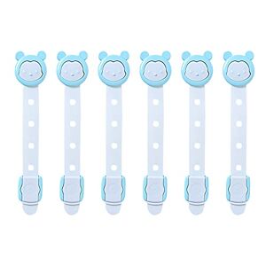ZHSH 6 packs kinderveiligheidssloten geen gereedschap of boren -verstelbare maat/flexibel- zelfklevende meubelvergrendelingen voor babybewijskasten lades apparaten toiletbril koelkastoven (blauw)