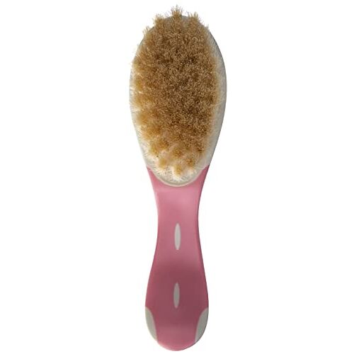 NUK extra zachte babyborstel voor zachte haarverzorging van baby's, 100% echt geitenhaar, 1 stuk Bürste roze