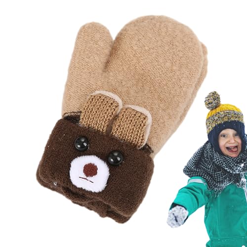 Tytlyworth Warme babyhandschoenen   Cartoon beer oren baby wanten met een touwtje   Winterhandschoenen voor peuters voor Halloween en Kerstmis voor babyjongens en -meisjes van 0-3 jaar
