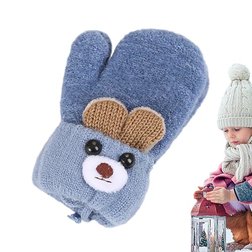 DUDOK Baby-winterhandschoenen,Cartoon beer oren babyhandschoenen met een touwtje   Kinderwanten voor babyjongens en meisjes van 0-3 jaar voor Halloween en Kerstmis, winterwanten voor peuters