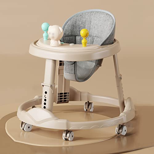 TUCY Babywandelaars voor jongens en meisjes vanaf 6 maanden, opvouwbare activiteitenwandelaar om te leren lopen, babywandelaar met stille wielen, 2-in-1 wandelaar voor peuter (kleur: kaki, maat: luxe)