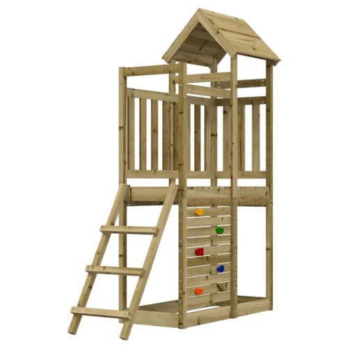 vidaXL Speeltoren met ladder en rotswand 52,5x110,5x214 cm grenenhout