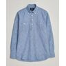 Drake's Chambray Popover Work Shirt Blue