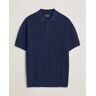 BEAMS PLUS Cable Knit Short Sleeve Polo Navy