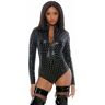 Forplay - Lingerie Collection Zipfront Hologram Bodysuit Bodysuit - Black XS/S