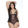 Coquette Sheer Crotchless Teddy with Eyelash Lace - Black - QS