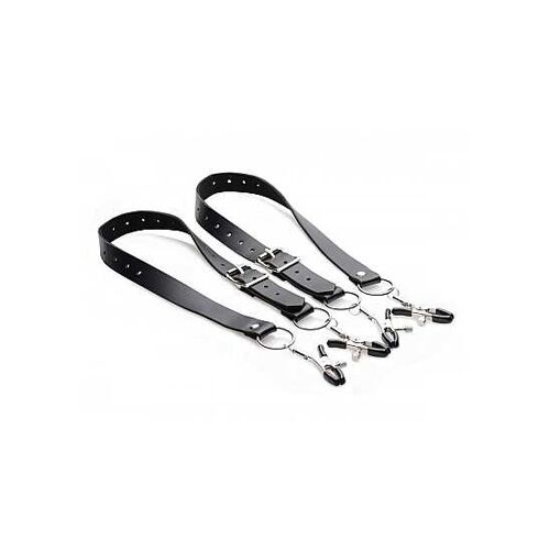 XR Brands - Master Series Spread Labia Spreader Straps with Clamps - Black