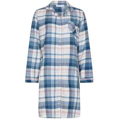 Pastunette Flanellen geruit doorknoopnachthemd Blauw vrouw 50 Pastunette Flanellen geruit doorknoopnachthemd Blauw vrouw 50