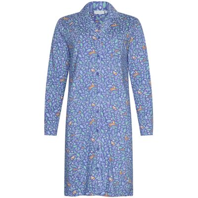 Rebelle Katoenen doorknoopnachthemd bosdieren Blauw vrouw 40 Rebelle Katoenen doorknoopnachthemd bosdieren Blauw vrouw 40