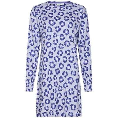Rebelle Warm katoenen nachthemd panterprint Blauw vrouw 38 Rebelle Warm katoenen nachthemd panterprint Blauw vrouw 38