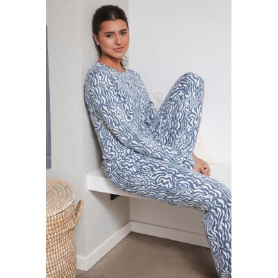 Pastunette Fleece pyjama speelse strepen Blauw vrouw 52 Pastunette Fleece pyjama speelse strepen Blauw vrouw 52