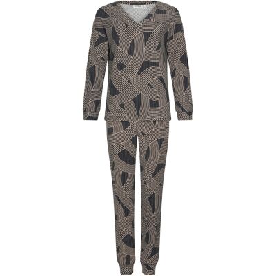 Pastunette Antracietgrijze pyjama speelse strepen Grijs vrouw 48 Pastunette Antracietgrijze pyjama speelse strepen Grijs vrouw 48