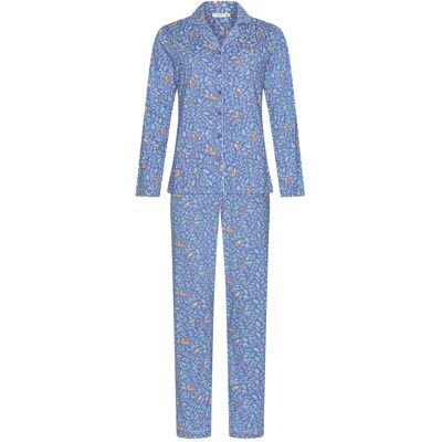 Rebelle Katoenen doorknooppyjama bosdieren Blauw vrouw 46 Rebelle Katoenen doorknooppyjama bosdieren Blauw vrouw 46