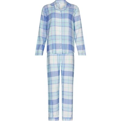 Rebelle Flanellen doorknooppyjama ruiten Blauw vrouw 42 Rebelle Flanellen doorknooppyjama ruiten Blauw vrouw 42