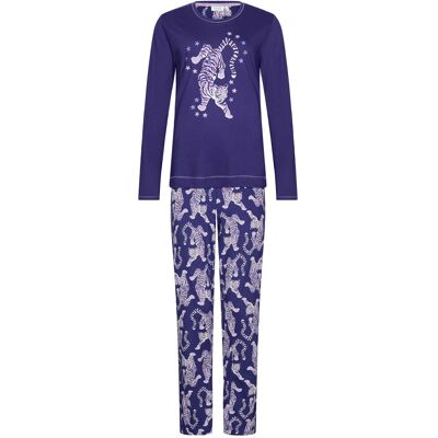 Rebelle Duurzame katoenen pyjama tijgers Blauw vrouw 46 Rebelle Duurzame katoenen pyjama tijgers Blauw vrouw 46