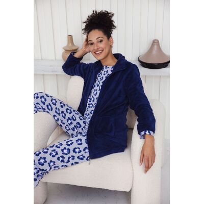 Rebelle Warme katoenen pyjama panterprint Blauw vrouw 50 Rebelle Warme katoenen pyjama panterprint Blauw vrouw 50