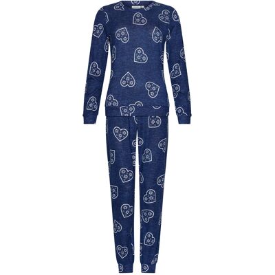 Zachte perzikfleece pyjama harten Rebelle Blauw vrouw 42 Zachte perzikfleece pyjama harten Rebelle Blauw vrouw 42