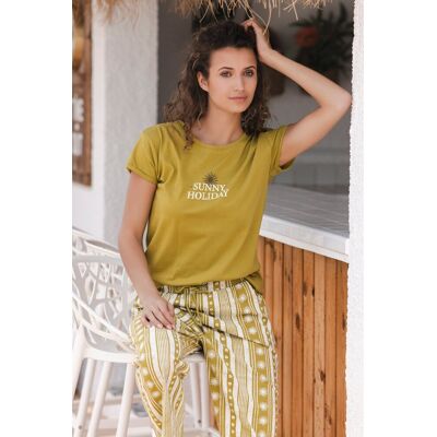 Katoenen pyjama zon Rebelle Groen vrouw 38 Katoenen pyjama zon Rebelle Groen vrouw 38