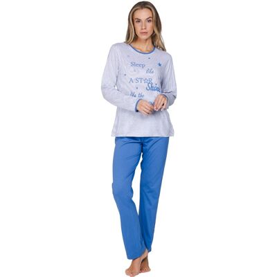Katoenen dames pyjama blauw MyRebelle Blauw vrouw 38 Katoenen dames pyjama blauw MyRebelle Blauw vrouw 38