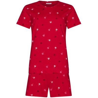 Rebelle Roodroze palmbomen shortama katoen Roze vrouw 44 Rebelle Roodroze palmbomen shortama katoen Roze vrouw 44