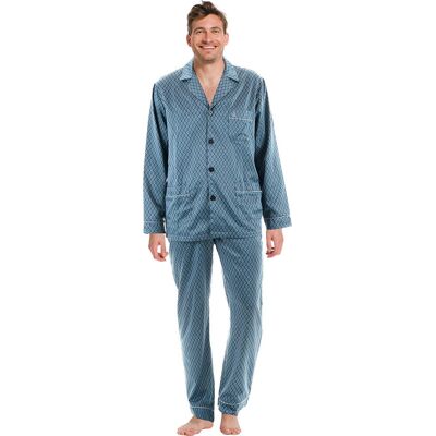 Satijnen Robson doorknoop herenpyjama blauw Blauw man 48 Satijnen Robson doorknoop herenpyjama blauw Blauw man 48