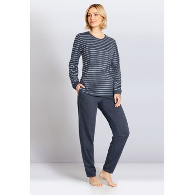 Hajo dames pyjama blauw met strepen Blauw vrouw 48/50 Hajo dames pyjama blauw met strepen Blauw vrouw 48/50