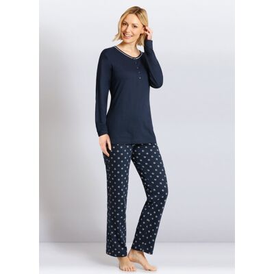 Hajo dames pyjama blauw met print Blauw vrouw 52/54 Hajo dames pyjama blauw met print Blauw vrouw 52/54