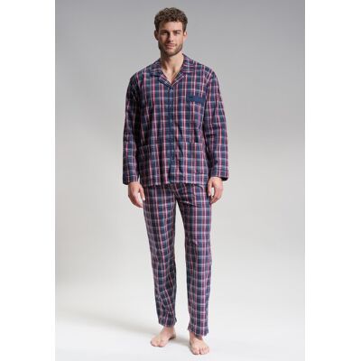 Götzburg geruite doorknoop pyjama Blauw man 52 Götzburg geruite doorknoop pyjama Blauw man 52