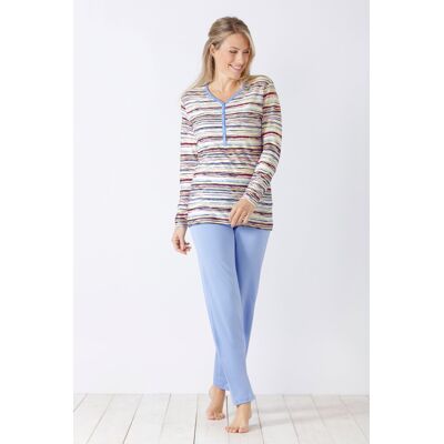 Speels gestreepte dames pyjama Hajo Blauw vrouw 48/50 Speels gestreepte dames pyjama Hajo Blauw vrouw 48/50