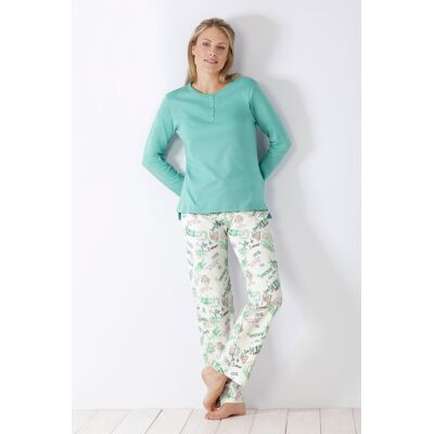 Turquoise Paris dames pyjama Hajo Blauw vrouw 36/38 Turquoise Paris dames pyjama Hajo Blauw vrouw 36/38