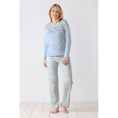 Warme blauwe dames pyjama Hajo Blauw vrouw 44/46 Warme blauwe dames pyjama Hajo Blauw vrouw 44/46