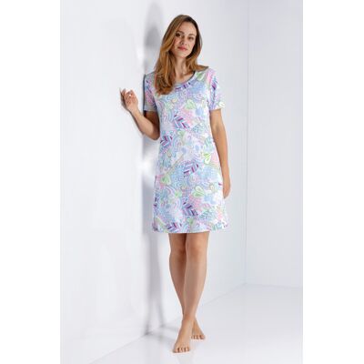 Hajo nachthemd vrolijk patroon Blauw vrouw 44/46 Hajo nachthemd vrolijk patroon Blauw vrouw 44/46