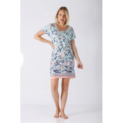 Hajo nachthemd blauw en roze bloemen Blauw vrouw 40/42 Hajo nachthemd blauw en roze bloemen Blauw vrouw 40/42