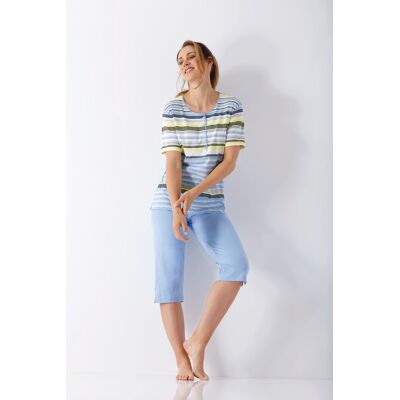 Hajo dames pyjama blauw en strepen Blauw vrouw 36/38 Hajo dames pyjama blauw en strepen Blauw vrouw 36/38