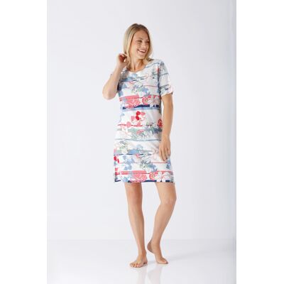 Hajo nachthemd blauw en bloemen Blauw vrouw 40/42 Hajo nachthemd blauw en bloemen Blauw vrouw 40/42