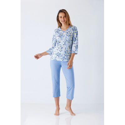 Hajo bloemen pyjama voor dames Blauw vrouw 52/54 Hajo bloemen pyjama voor dames Blauw vrouw 52/54